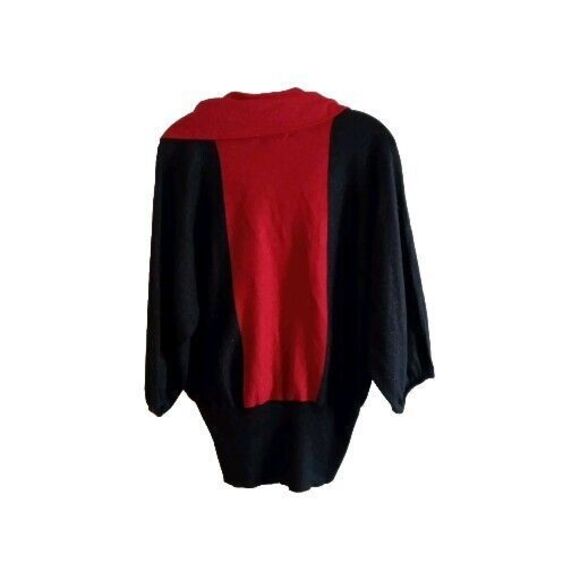STYLE & CO. Cowl Neck Sweater Top Womens XL Red Black Shimmer Festive Dolman - Picture 2 of 12